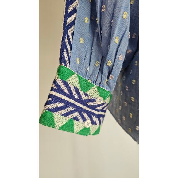 Anthropologie Verb by Pallavi Singhee Rhapsody Embroidered Cotton Blouse Sz XS - Picture 7 of 10